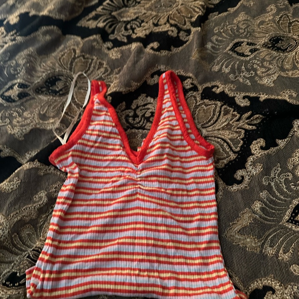 Forever 21 Red and White Striped bodysuit